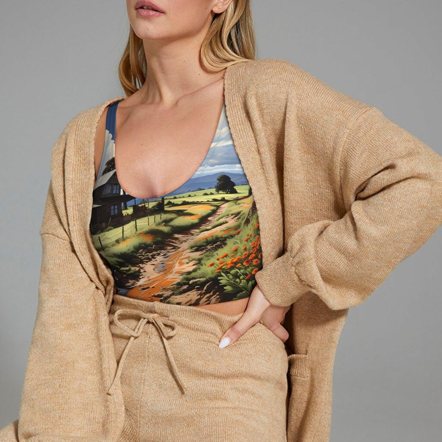 Women's Sports Vest Idyllic Scenery Printing Soft, Comfortable, Lightweight, and Breathable