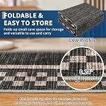 GarveeHome 4x6 Rug Small Washable Living Room Rug Modern Bordered Area Rugs with Rubber Backing Soft Non Slip Low Pile Dining Room Throw Carpet Checkered Geometric Mats for Bedroom Kitchen, Black