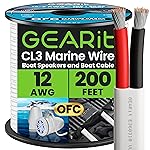 GEARit 12 Gauge Marine Wire, 12/2 AWG (200ft) Marine Grade Tinned Copper Oxygen Free, Duplex 2-Conductor Insulated Red & Black Electrical Cable for Boat, Automotive, RV, Camper, Trailer