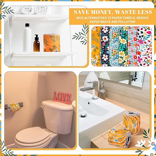 Miniatura 4 de FuWeave Paquete de 60 toallas de bidé reutilizables de papel higiénico, lavables y reutilizables, rollos de toallas sin papel de franela de algodón