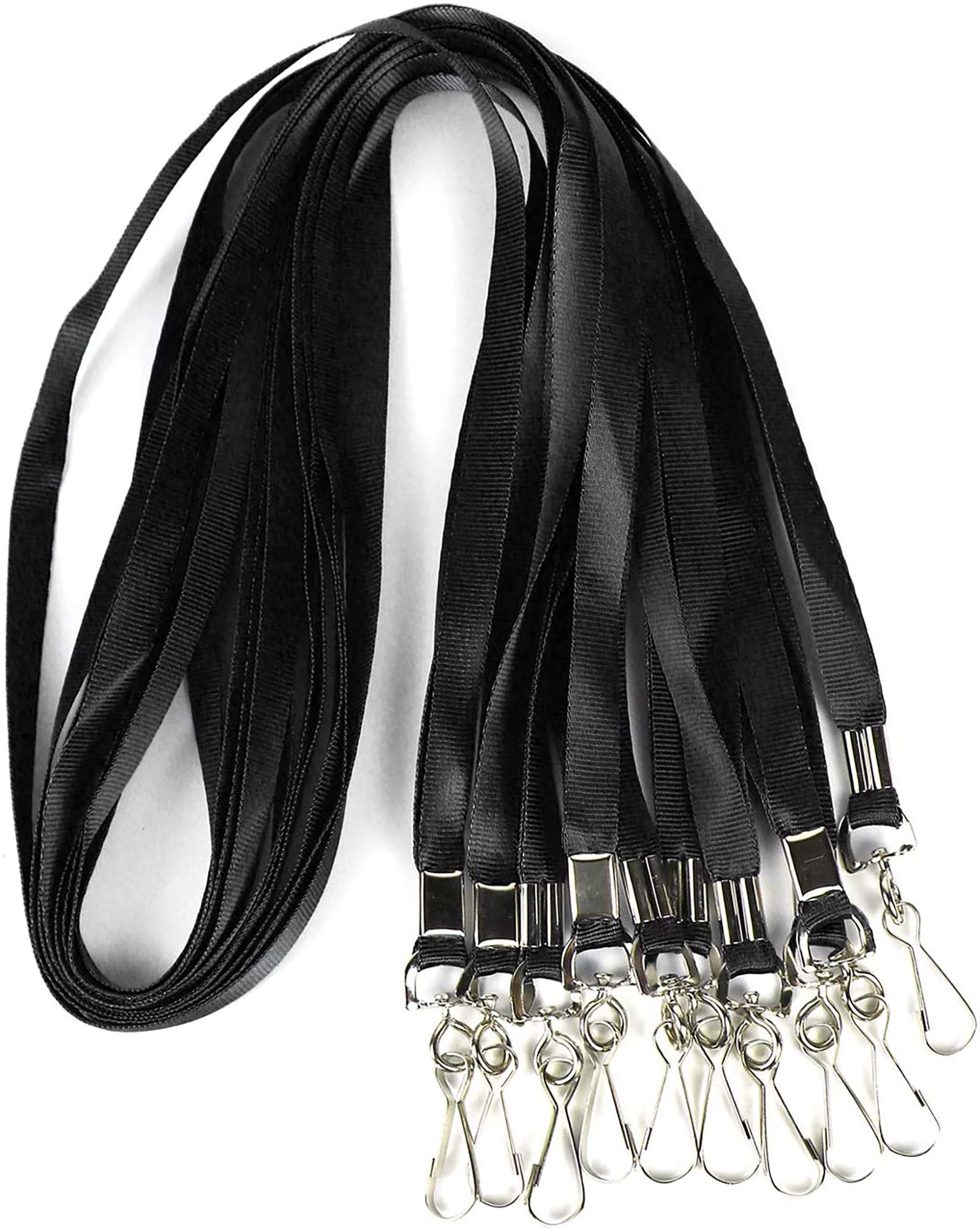 Ollain Bulk Lanyards Premium Cruise Lanyard Nylon Badge Lanyards for Id Holder Perfect for Office, Kids, Teachers (Black, 100Pack)