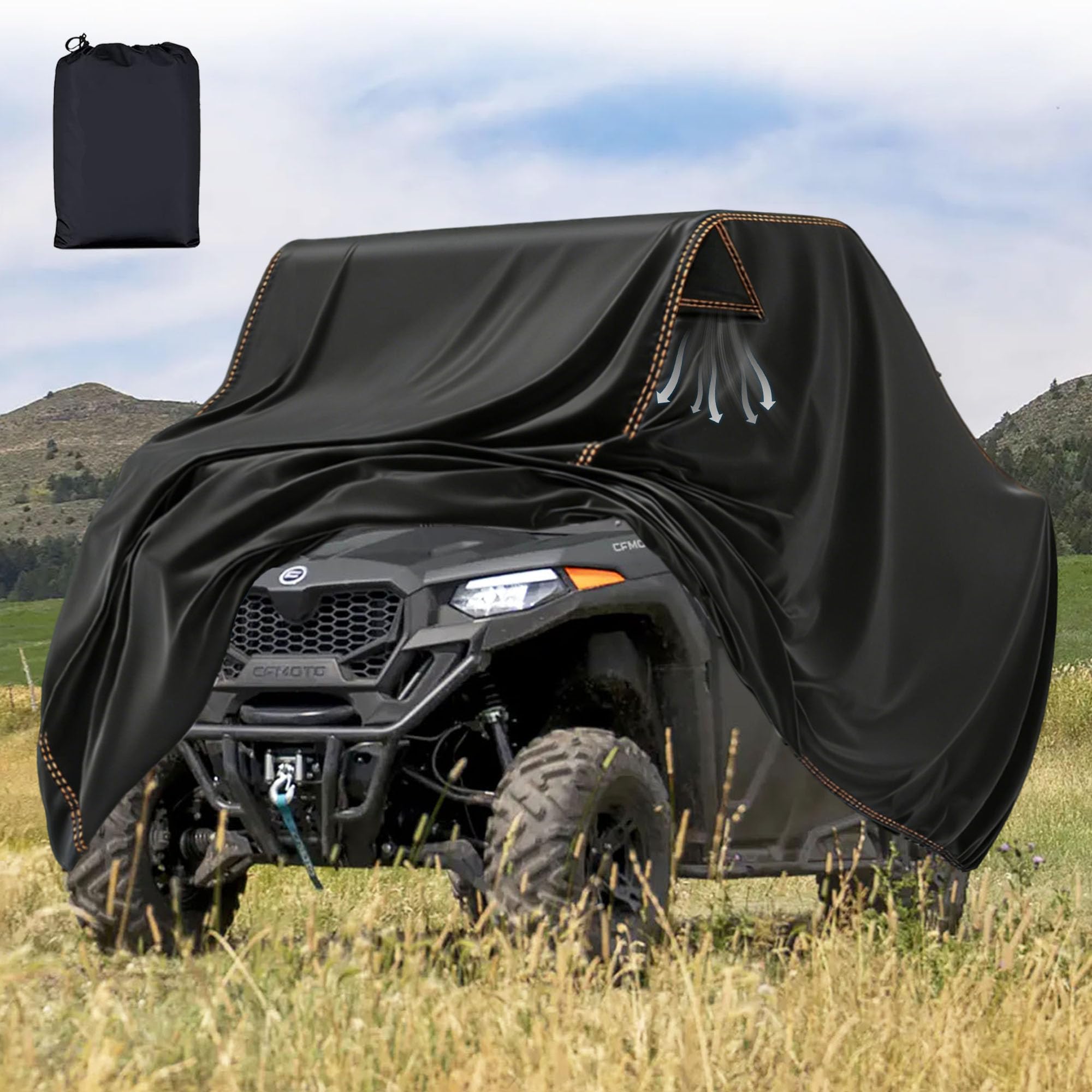 QYMOTO CFMOTO - Funda de 2 a 3 plazas, Tela Oxford de Larga duración, Mantiene Limpio, Uforce 1000, Compatible con CFMOTO UTV Uforce Zforce 500 600 800 950 1000, Accesorios de 126 x 59 x 67 Pulgadas | Almacenamiento exterior con protección UV para CFMOTO