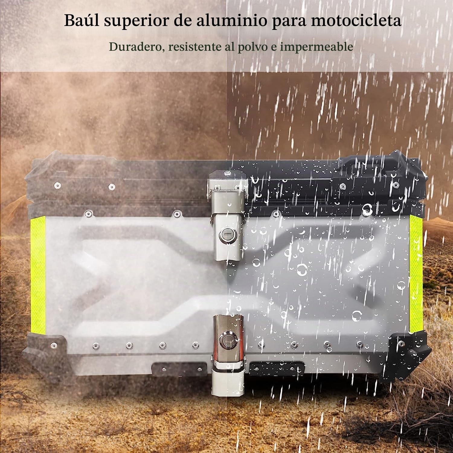 Maletero para Moto, Caja para Casco, Funda Superior Impermeable 65L 85L 100L Baúl Trasero De Aluminio con Bloqueo De Seguridad (Color: Plata, Size)