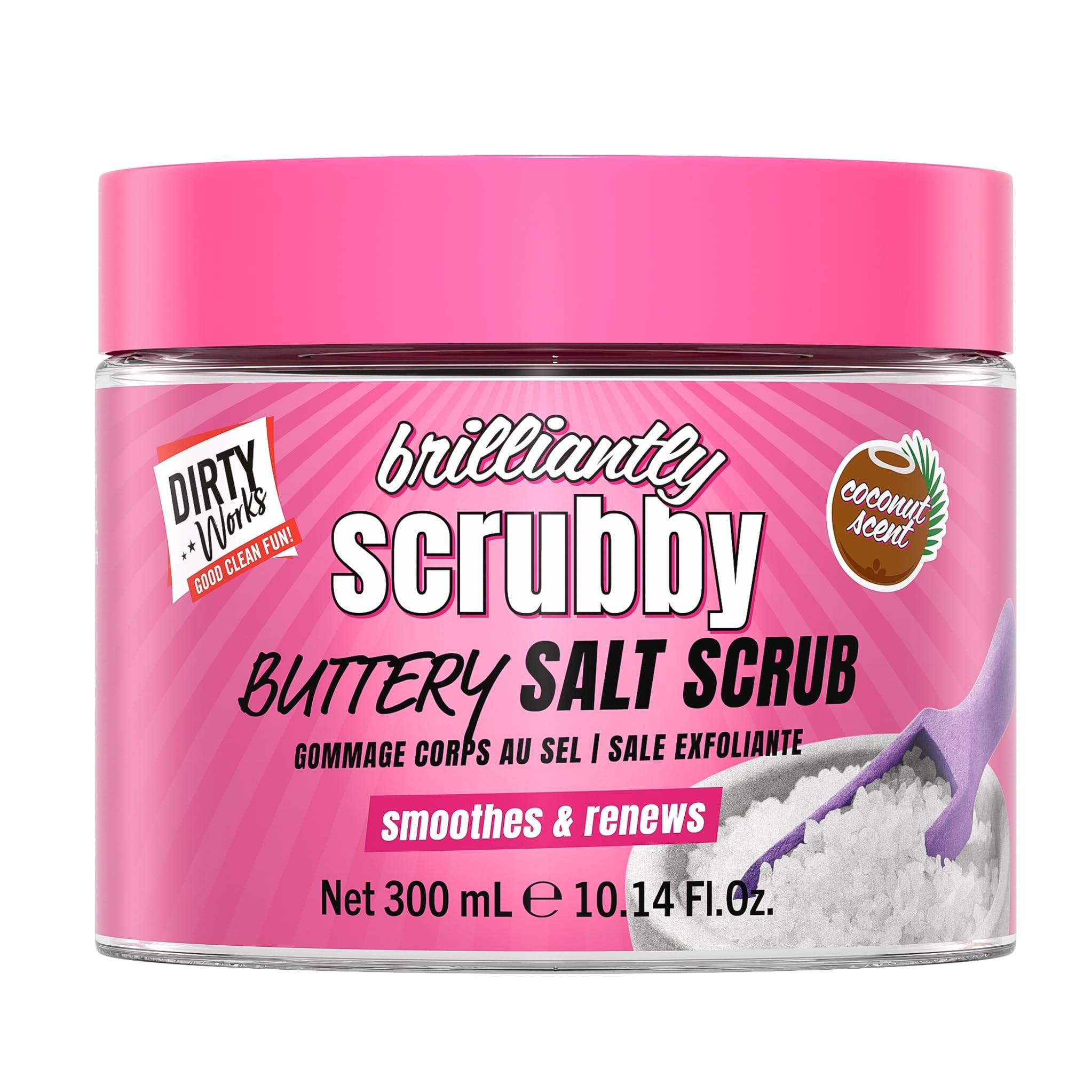 Dirty Works Brilliantly Scrubby Body Scrub - Exfoliating Body Polish for Smooth Skin | 300ml | Invigorating, Deep Cleanse, Radiant Glow