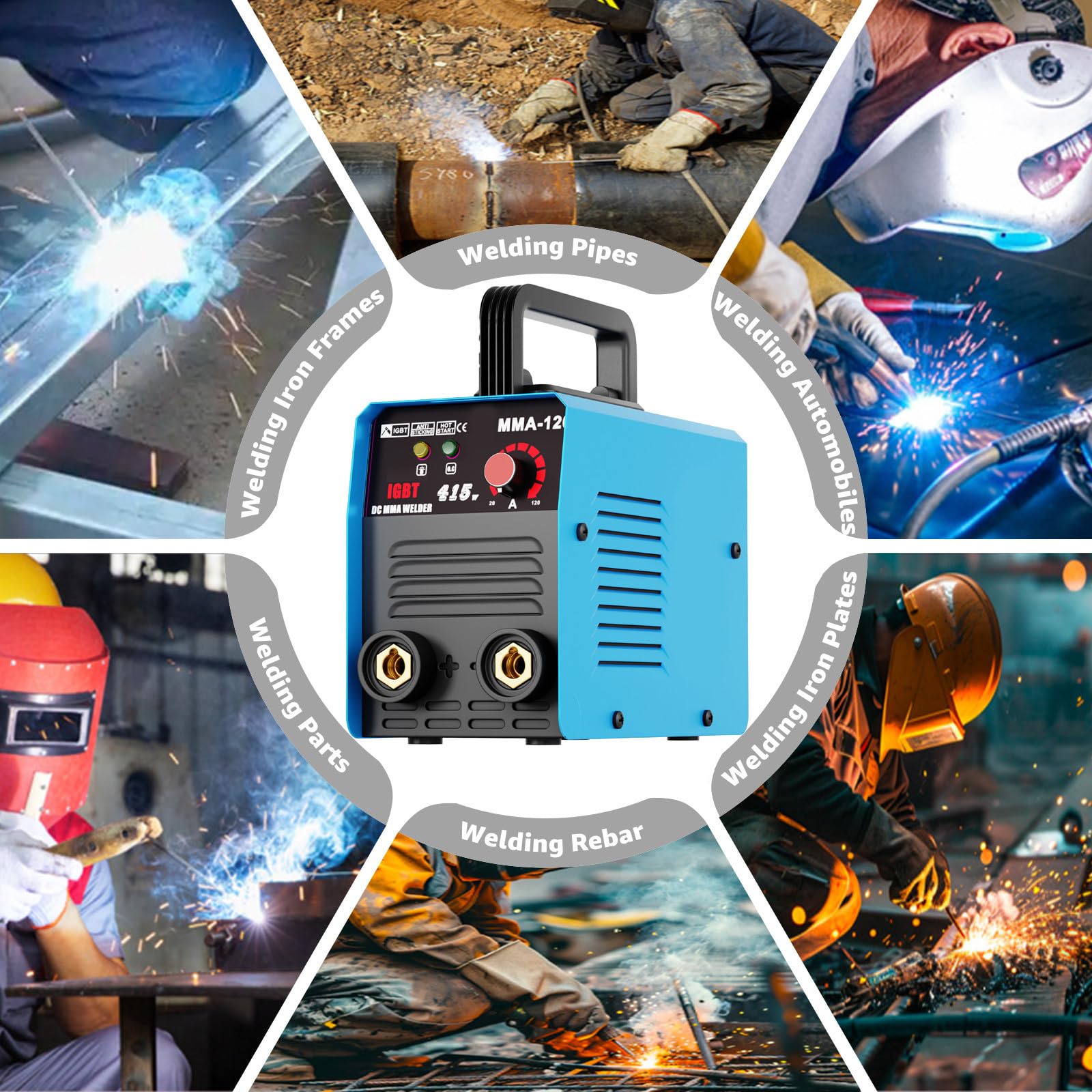 Spawarka Inwertorowa Spawarka MMA 220V 105A IGBT Mini Spawarka Łukowa z Obsługą Elektrod 3.2mm do Stali i Żelaza Naprawa w Garażu Spawarka Rączka Mała Spawarka 220VBlue