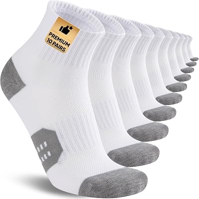 COOPLUS 10 Pairs Mens Quarter Socks Breathable Casual Ankle Short Thin Socks for Men