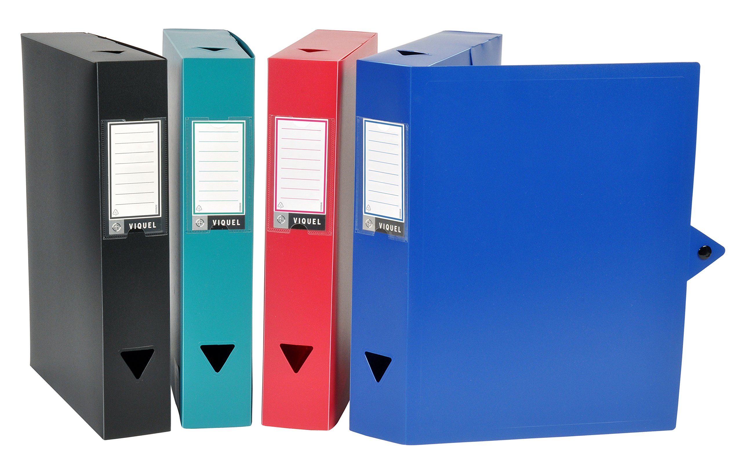 Viquel 097719 – 49 Class Docs – Juego de 4 cajas de índice en Polypro ancho de 100 mm), varios colores