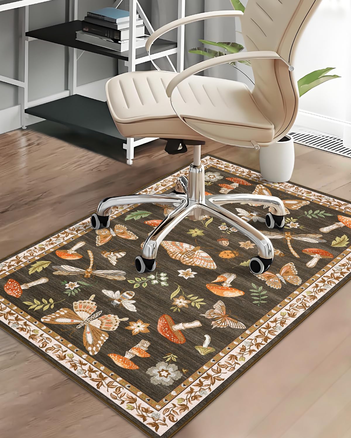 Office Chair Mat for Hardwood Floor Mushroom 48x60 Computer Chair Mat for Rolling Chairs Carpet Under Desk Non