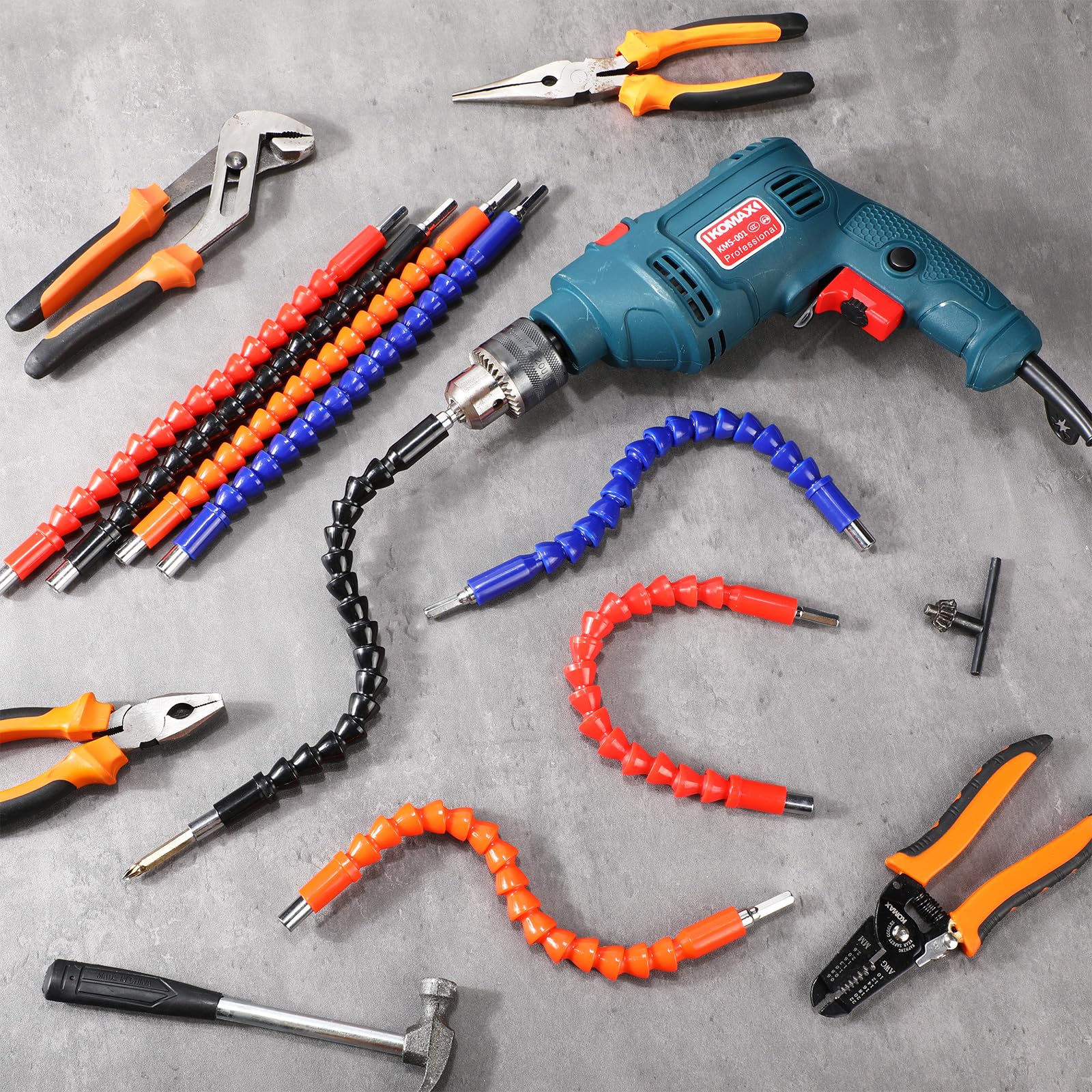 32 Pieces Flexible Drill Bit Extension Set Including 105° Right Angle Drill Attachent 1/4, 3/8 - View #2