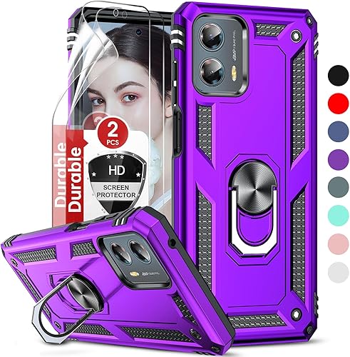 LeYi Funda para Moto G 5G 2023 (XT2313) Funda Moto G 5G 2023 con 2 protectores de pantalla HD para niñas y niños, funda resistente con soporte