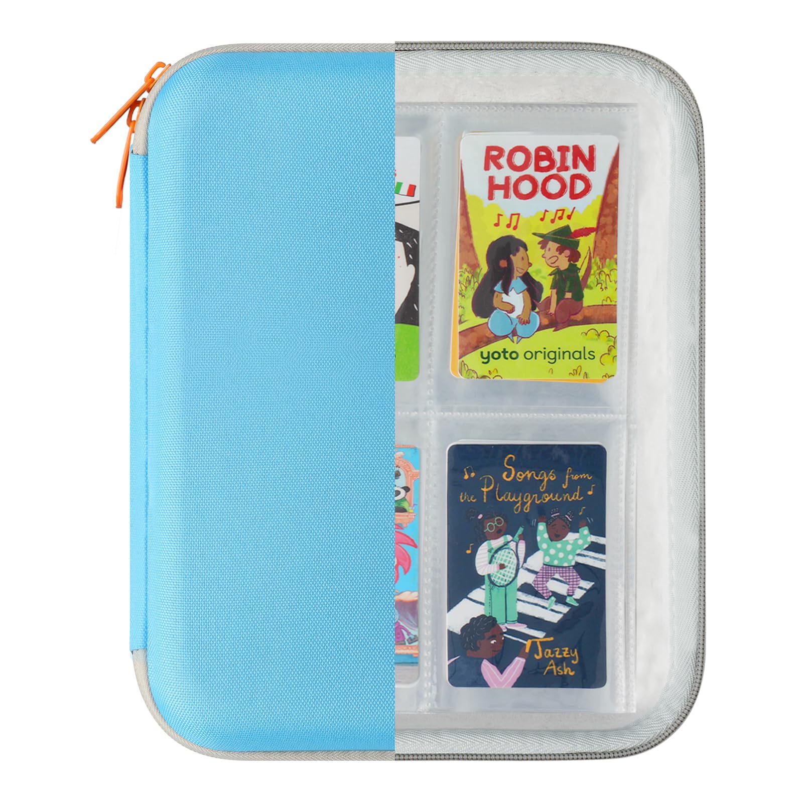sarlar Card travel Case Compatible for Yoto Card Case, Soft Portable Folder with Zipper & 160 Pockets for Player. Binder Sleeve Holder for Travel (Blue)