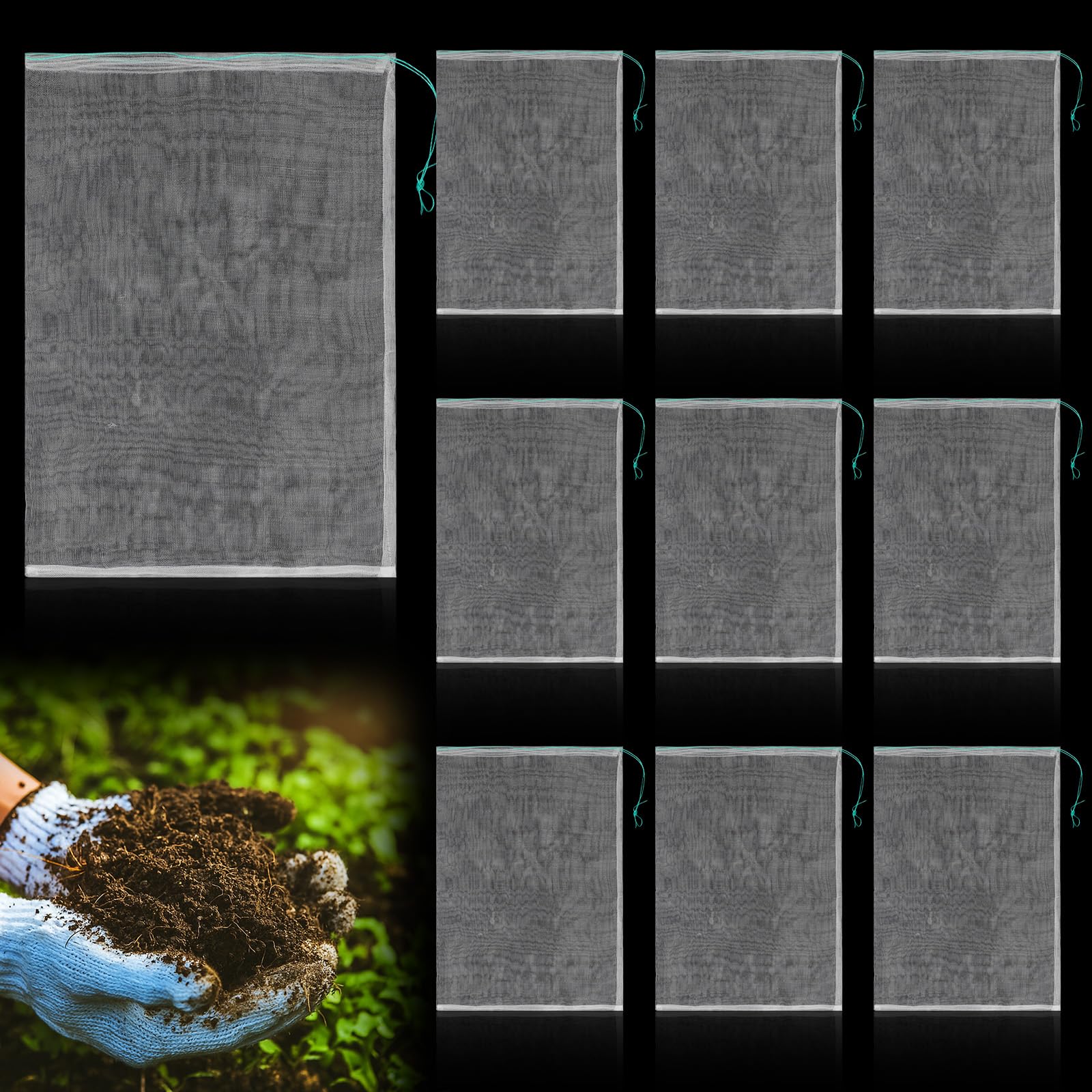Photo 1 of Qualirey 10 Pack 24? x 16'' Extra Large Compost Tea Bags 400 Micrometer Mesh Heavy Duty Reusable Filter Bags for Compost Tea Brewing
