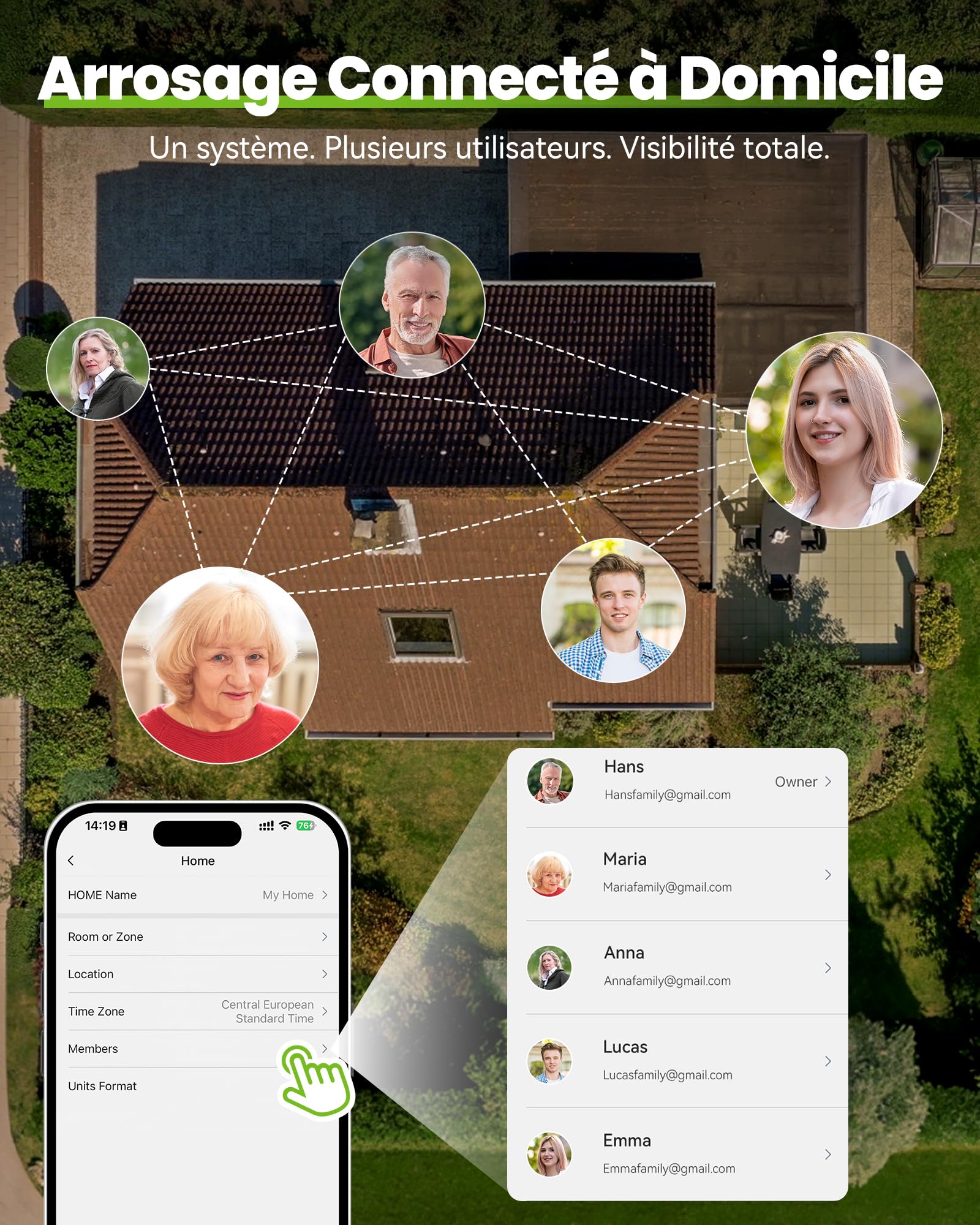 RAINPOINT Programmateur d'Arrosage WiFi 4 Voies, Arrosage Automatique Météo, 4 Sorties Laiton, Contrôle App et Vocale Jardin