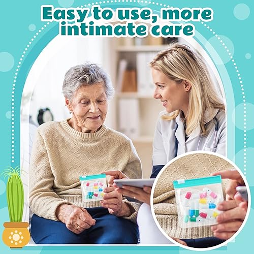 Miniatura 3 de Handepo Juego de 48 bolsas para píldoras con cremallera, reutilizable, translúcida, organizador de medicamentos, bolsa de medicamentos autosellante,