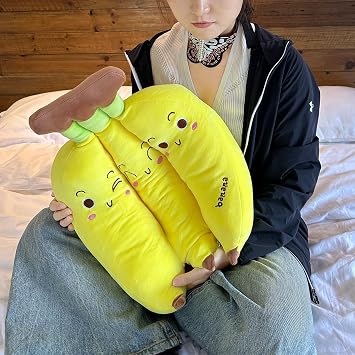 Banana Plush Pillow, A Bunch of Bananas Plush Stuffed Toy, Fruit Plushie Banana Hugging Pillow, Gift for Birthday, Valentine, Christmas (Yellow,17 inch)