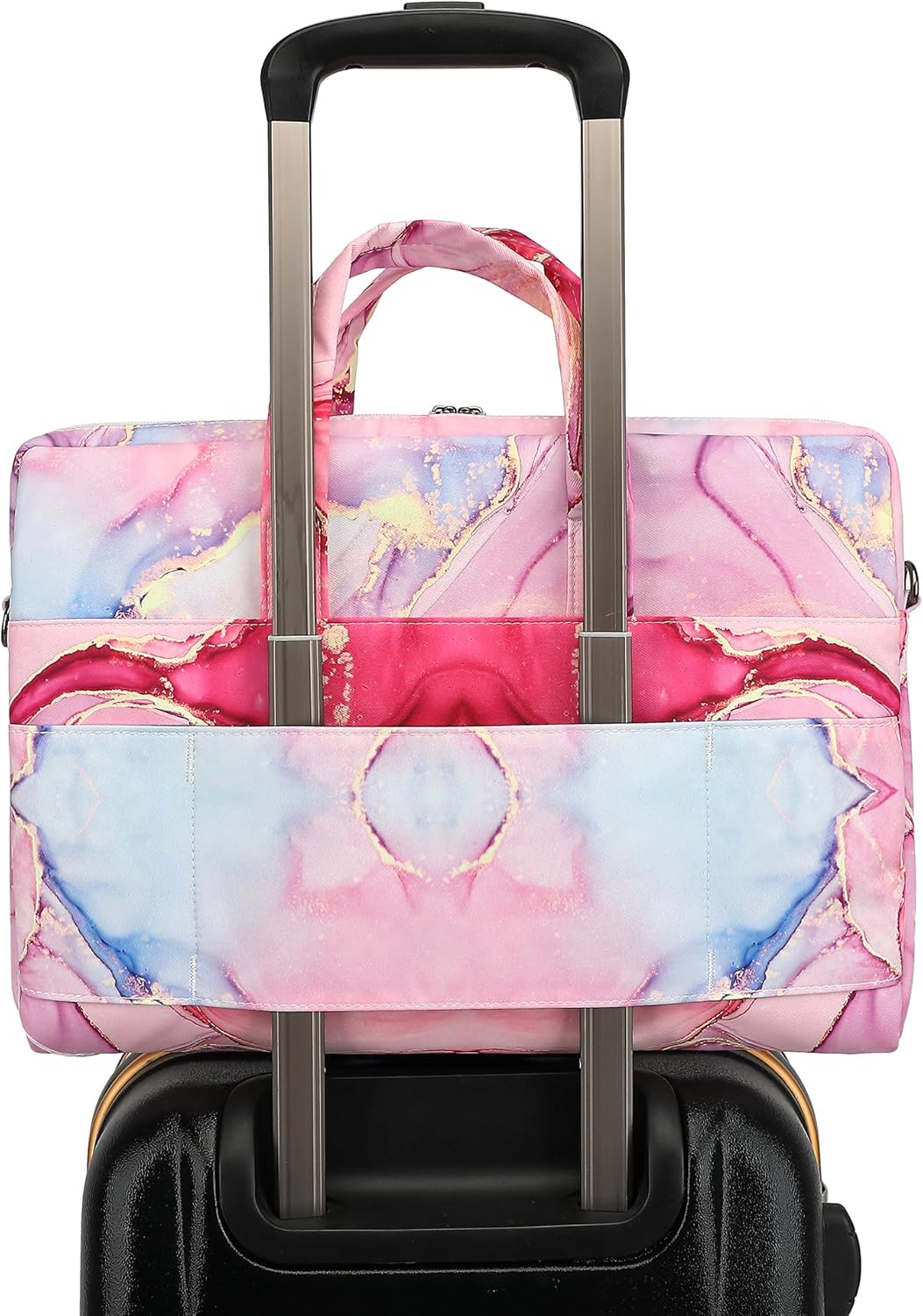 Canvaslove Muti-Pockets Laptop Case Bag,Rebound Bubble Cushioned Laptop Briefcase Shoulder Bag Fits 15.6 inch-16 inch Laptop(Pink Marble)