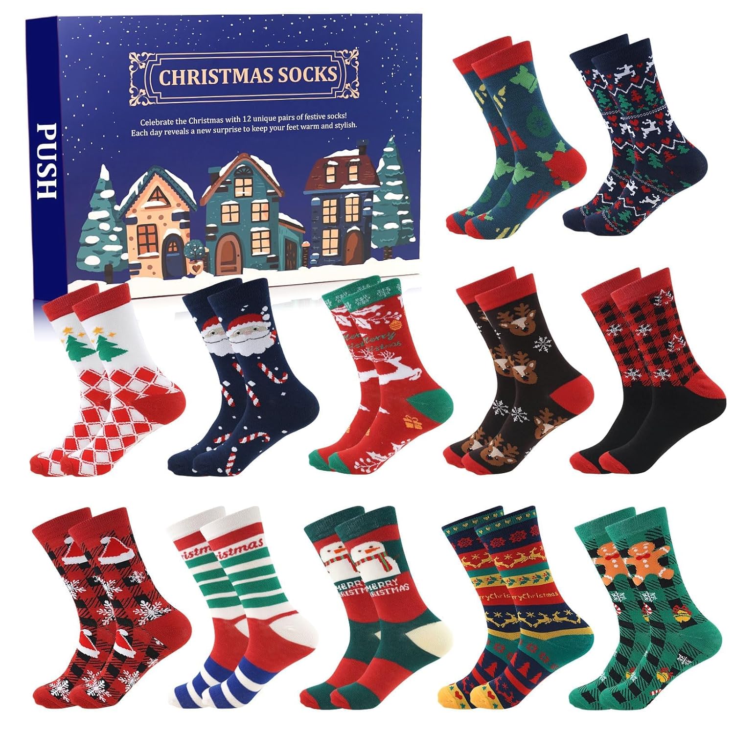 ANOTION 2025 Christmas Sock Advent Calendar