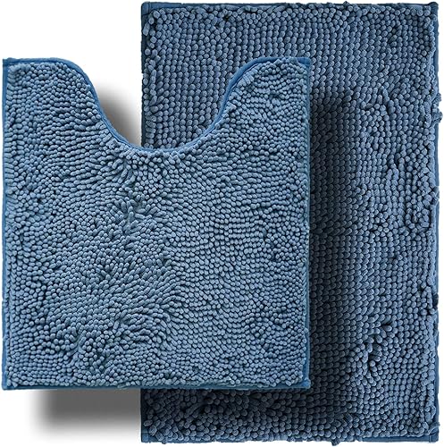 Miniatura 24 de Juegos de Alfombras de Baño de 2 Piezas, Tapete de Baño de Chenilla Ultra Suave y Absorbente, Alfombras de Baño Antideslizantes Lavables (20x32