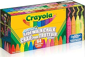 Crayola Washable Sidewalk Chalk - Ultimate 64 Pack: Unleash Giant Creativity with Vivid Hues