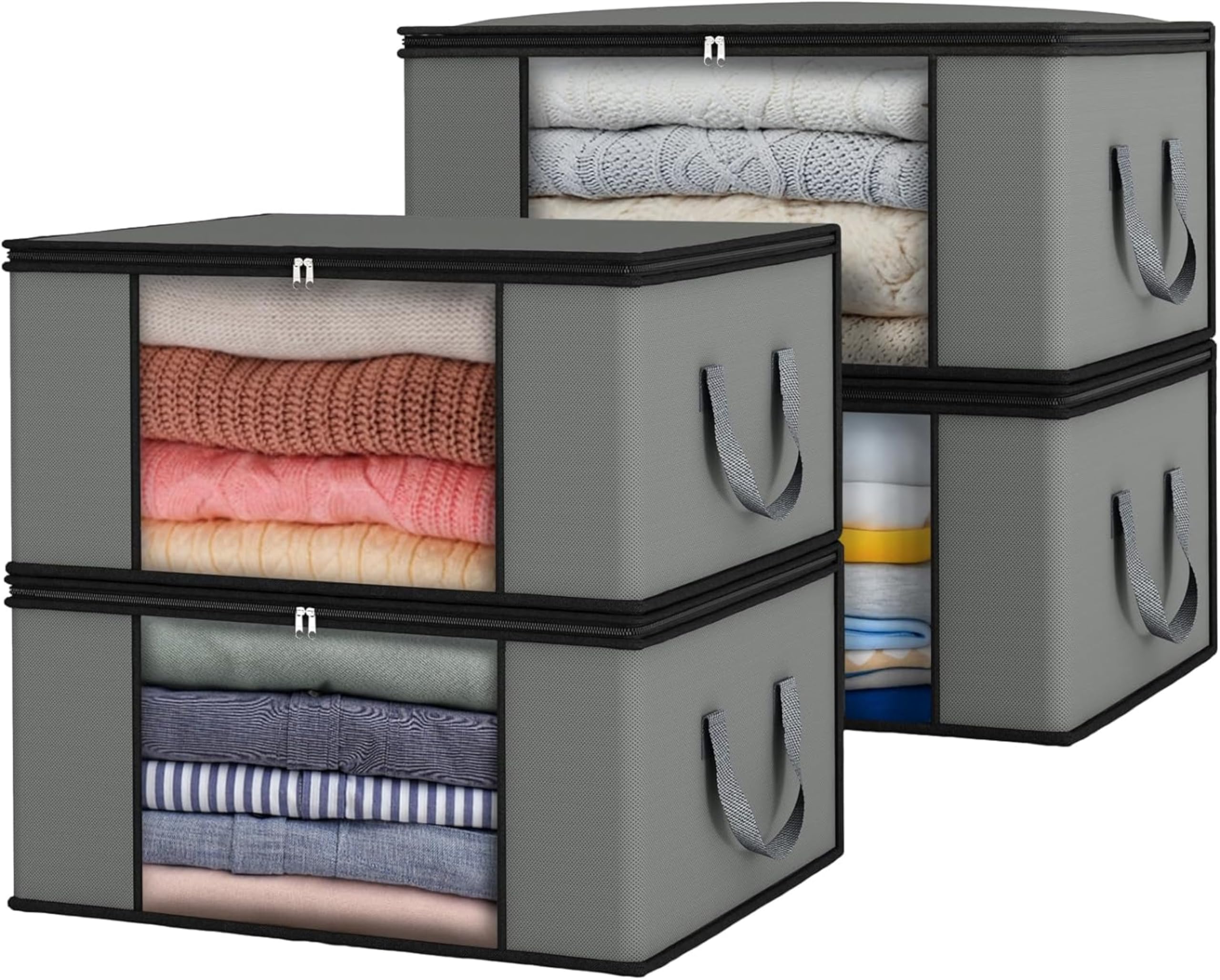 RAAHII 4 piece heavy underbed dustproof transparent clothes cover blanket storage bag for double bed quilt/saree cover bag/lehnga/winter clothes, pillow storage and wardrobe organizing (4) (B0CXM6NYDJ) Amazon Price History, Amazon Price Tracker