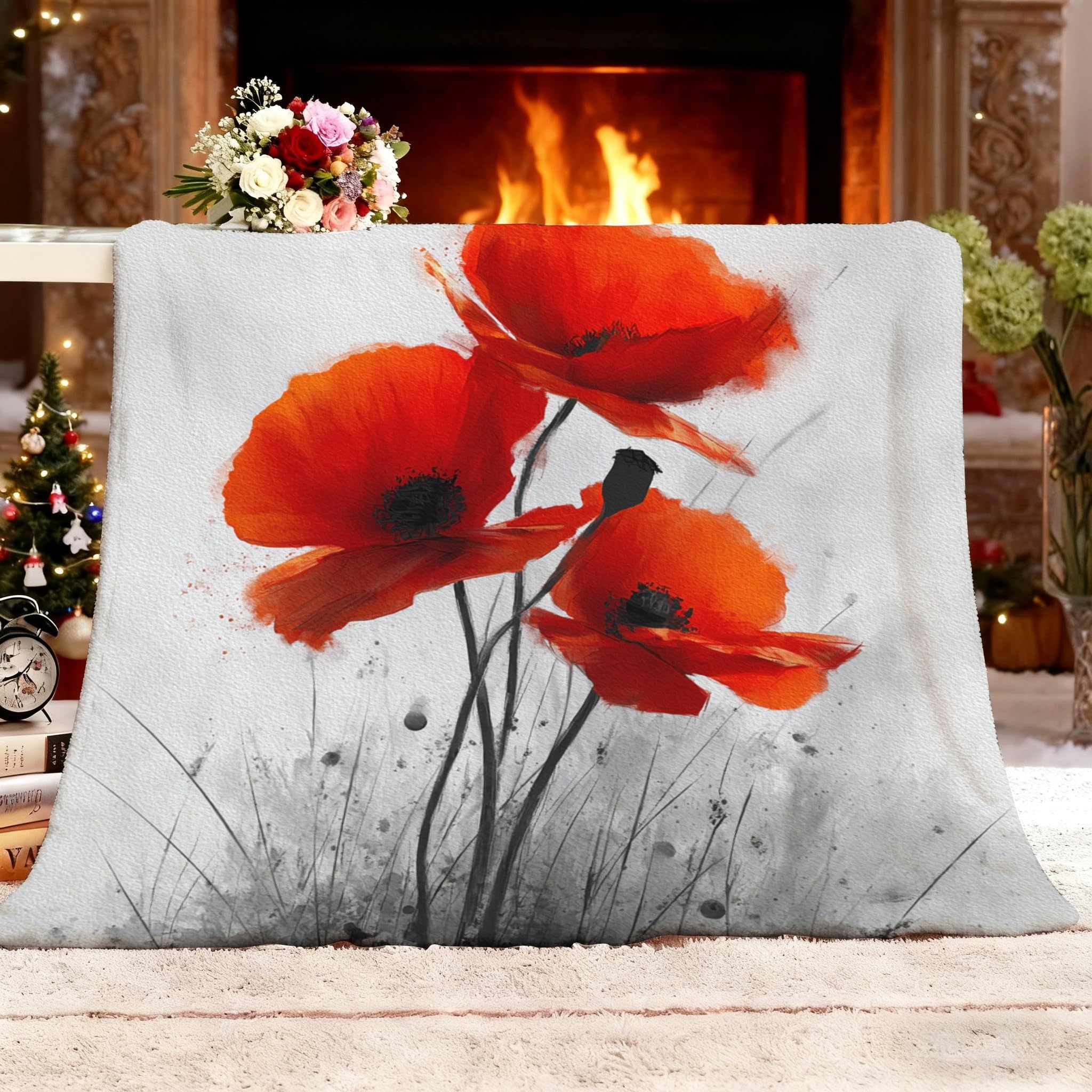 Couverture personnalisée art floral moderne plaid polaire 150x200