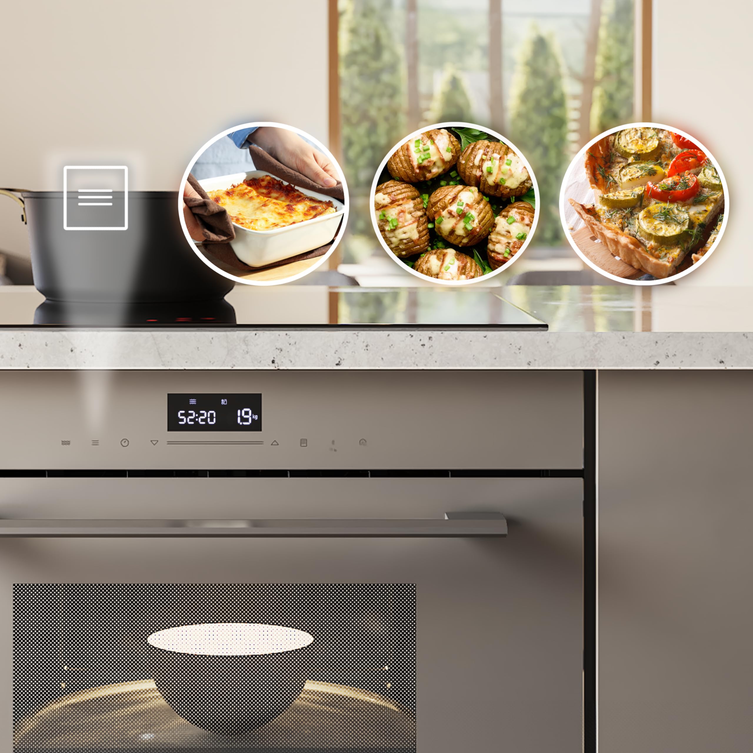 Cecotec Microondas Integrable 60cm Bolero Hexa MW703800 Glass Grey. 1450W, 34L de Capacidad, Función Microondas, Modo Grill, Defrost, Auto Menú, Speed cooking, Electronic Timer
