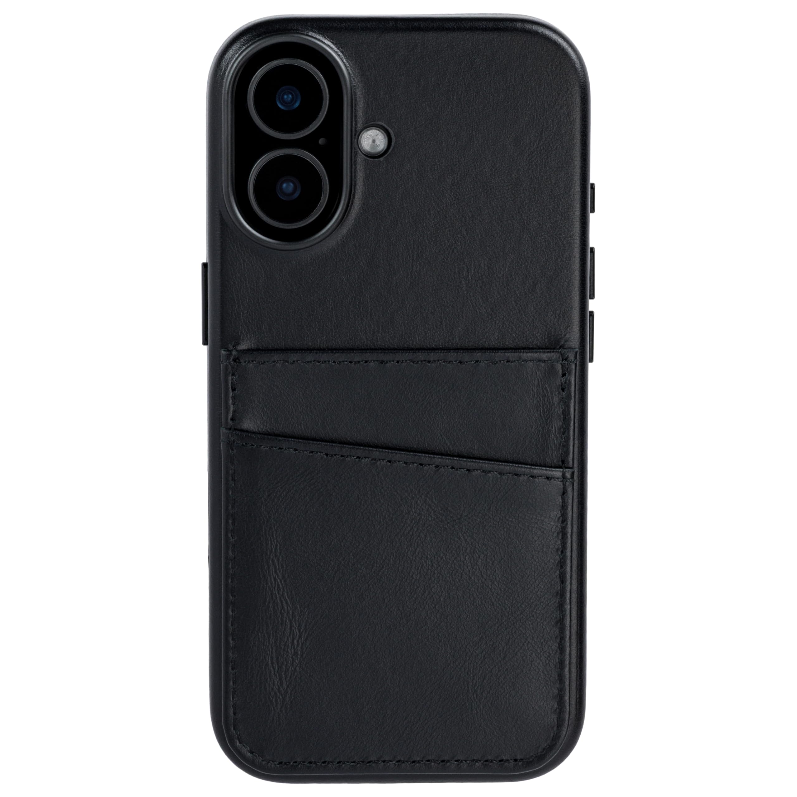 Dockem Étui Carte en Cuir Véritable pour iPhone 17 avec Bouton Contrôle Photo et Portefeuille Cousu avec 2 Poches pour Cartes de Crédit (Noir, M2GL)