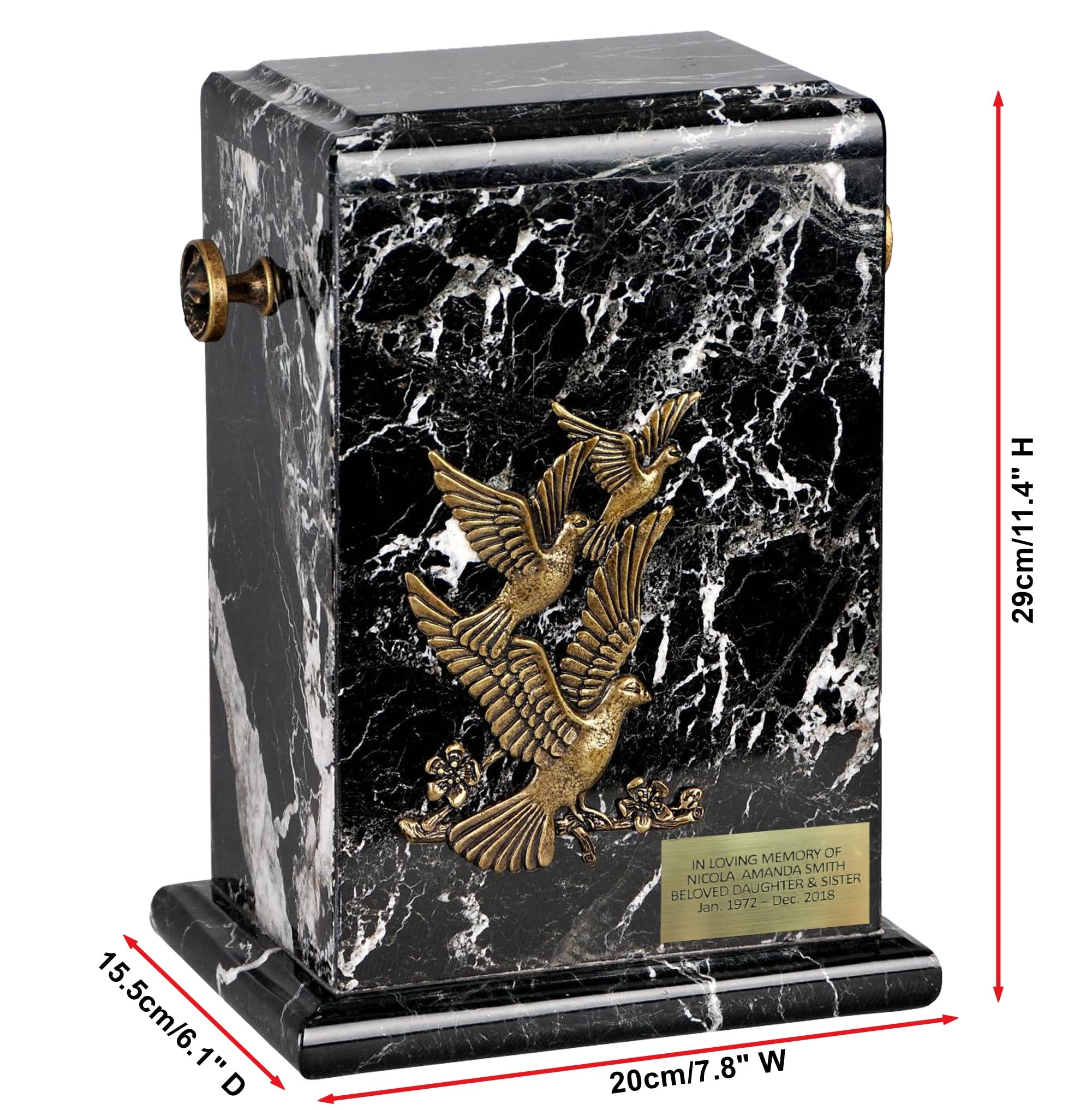 Onyx Urna de cremación para cenizas, urna funeraria de piedra única, ataúd conmemorativo para cremas adultos o urna de mascotas