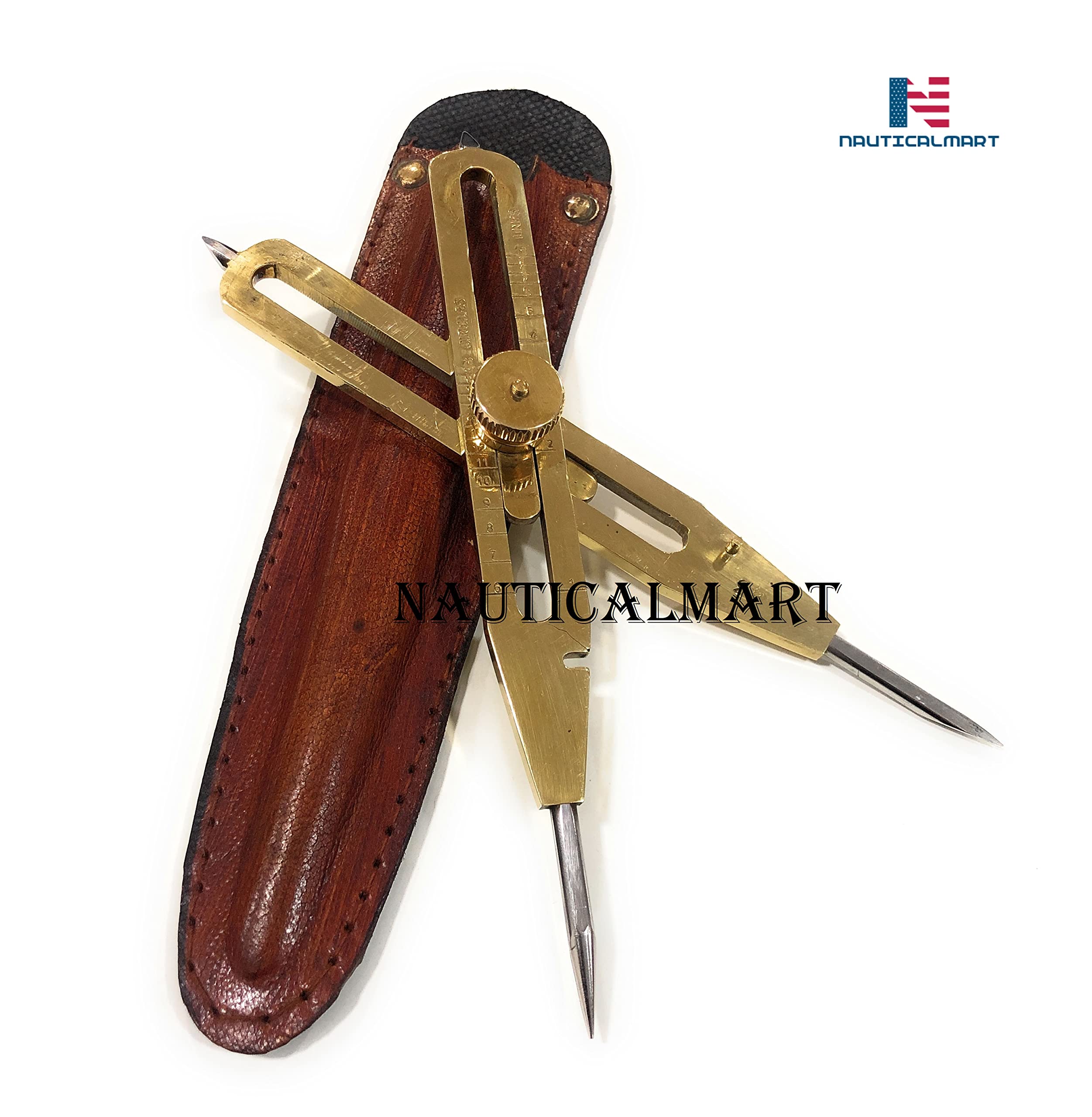 nauticalmart Künstler Proportional Proportionalzirkel Zeichnen Tool Professional 9"/Leather Case messing