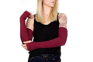 Forgotten Cotton Extra Long Jersey Fingerless Gloves (Burgundy)