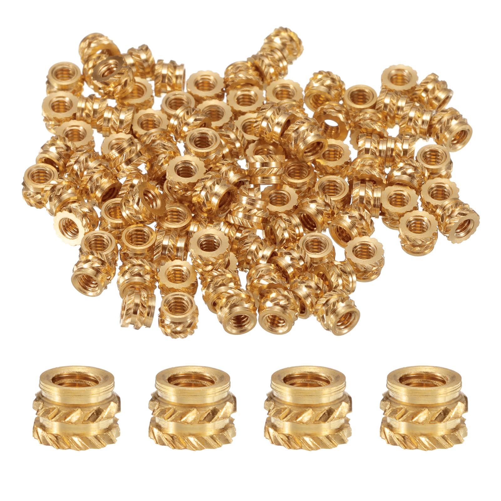 uxcell 100pcs M2 Threaded Inserts Brass Heat Set Insert M2x2.5mm, OD 3.5mm Knurled Insert Nuts, 3D Printing Brass Nuts Female Threaded Inserts Nuts-image-19