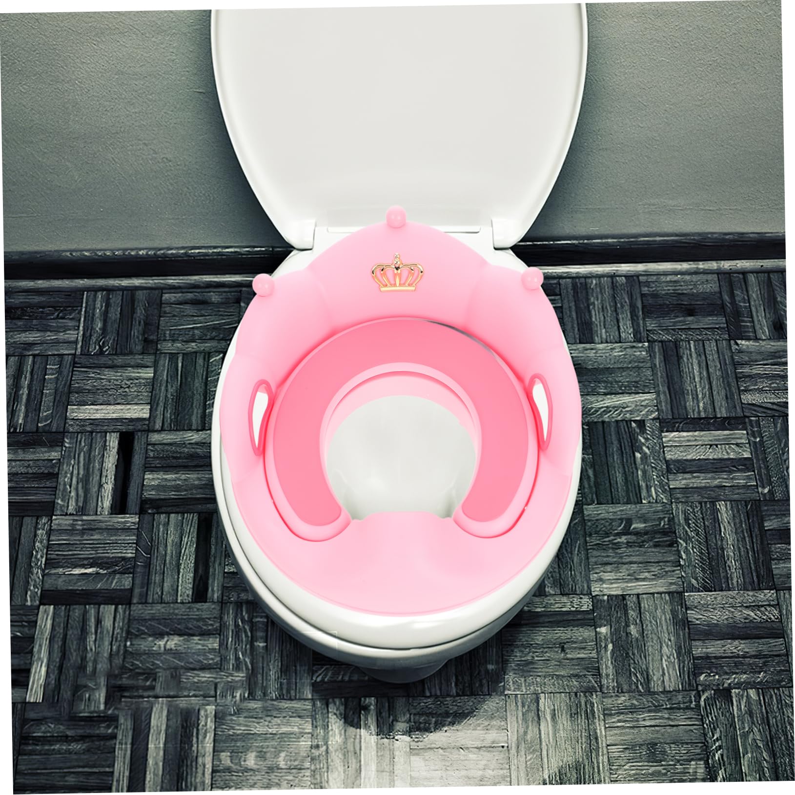 Riduttore Wc per Ragazzo Ragazza e Bambine con Cuscino Morbido Staccabile, Design Portatile in Pp Rosa, Facile da Pulire con Maniglia Robusta e Schienale per Uso Domestico