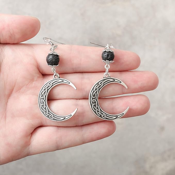 HAQUIL Viking Wolf & Raven Axe Drop Earrings - Norse Mythology Inspired Jewelry