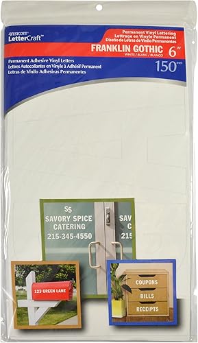 Miniatura 6 de Westcott LetterCraft 15864 - Letras de vinilo permanente Franklin Gothic de 4 pulgadas, color blanco