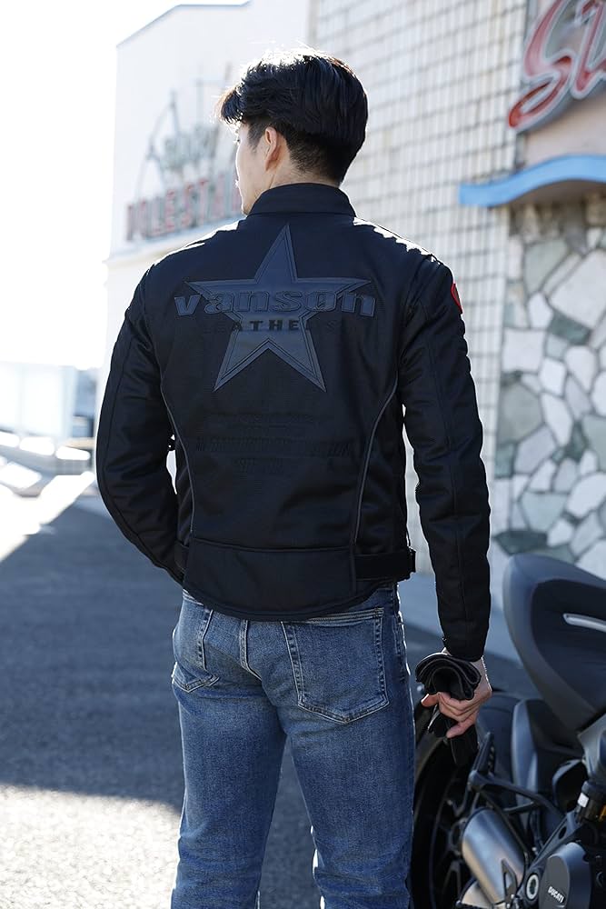 Amazon | バンソン メッシュライダースジャケット ブラック