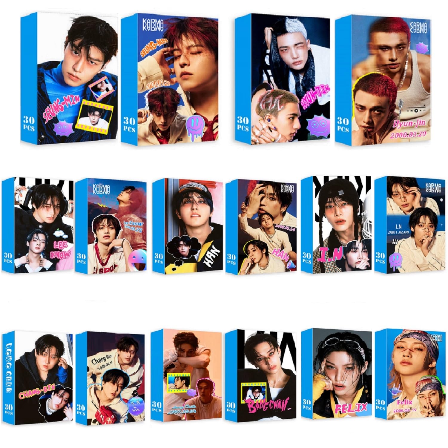MeiYiYou 8Pack/240PCS Stray-Kids Photocards,Stray-Kids Lomo Cards Greeting Cards for Collection(Purple)