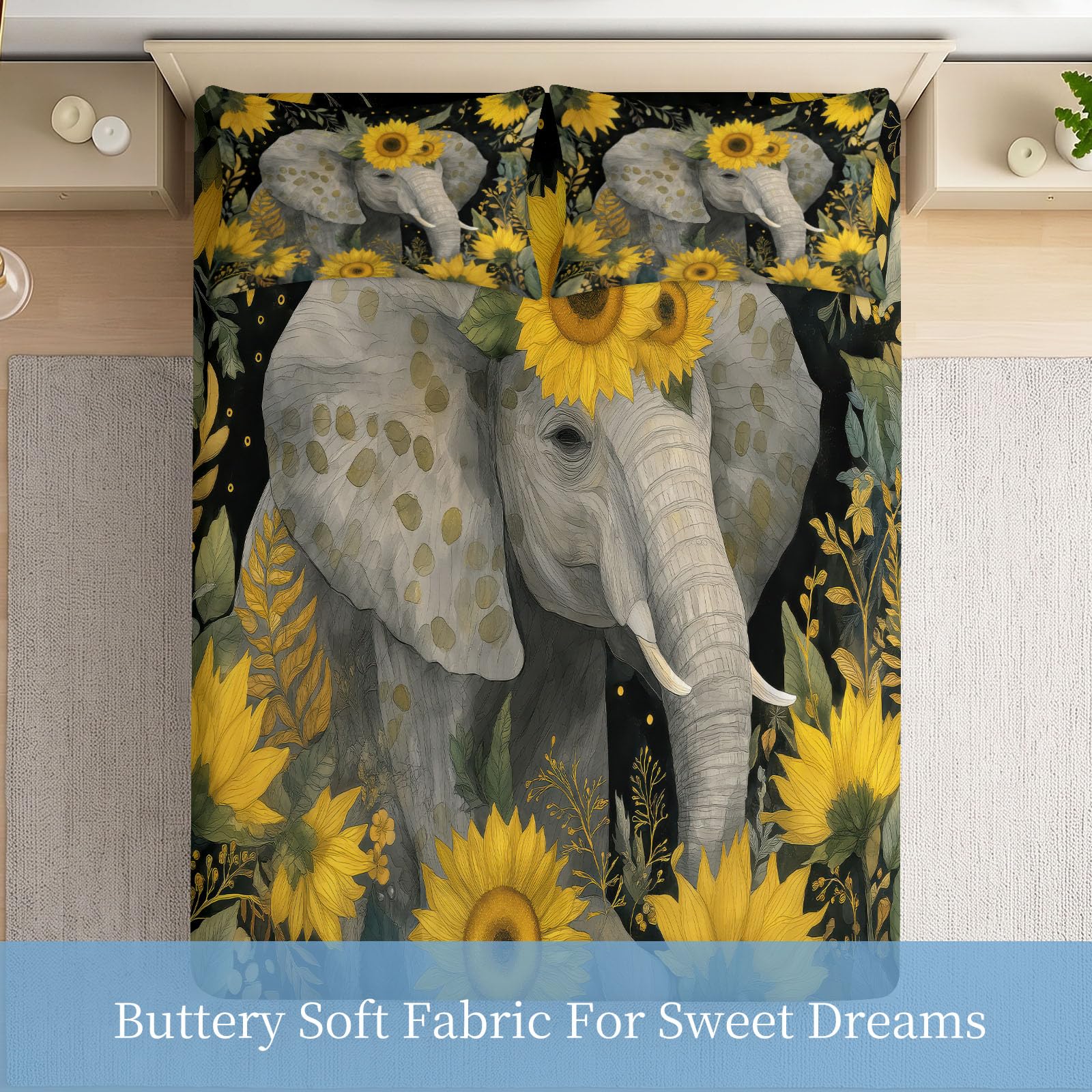 Sábana bajera de 160 x 200 cm, diseño de animales vintage con 2 fundas de