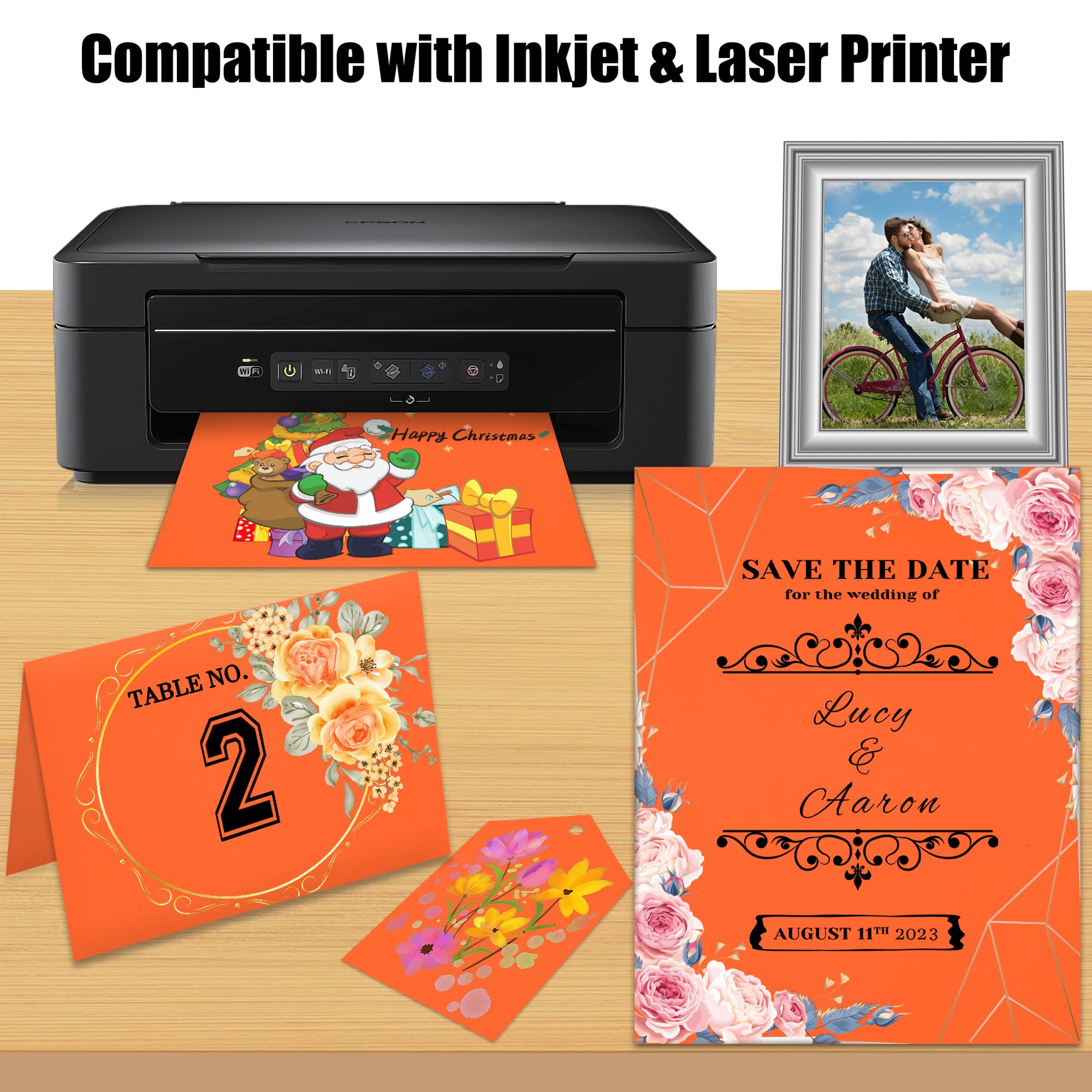 25 hojas de papel de cartulina naranja de 8.5 x 11 pulgadas, papel grueso de 250 g/m² para álbumes de recortes, invitaciones, impresión y tarjetas de bricolaje