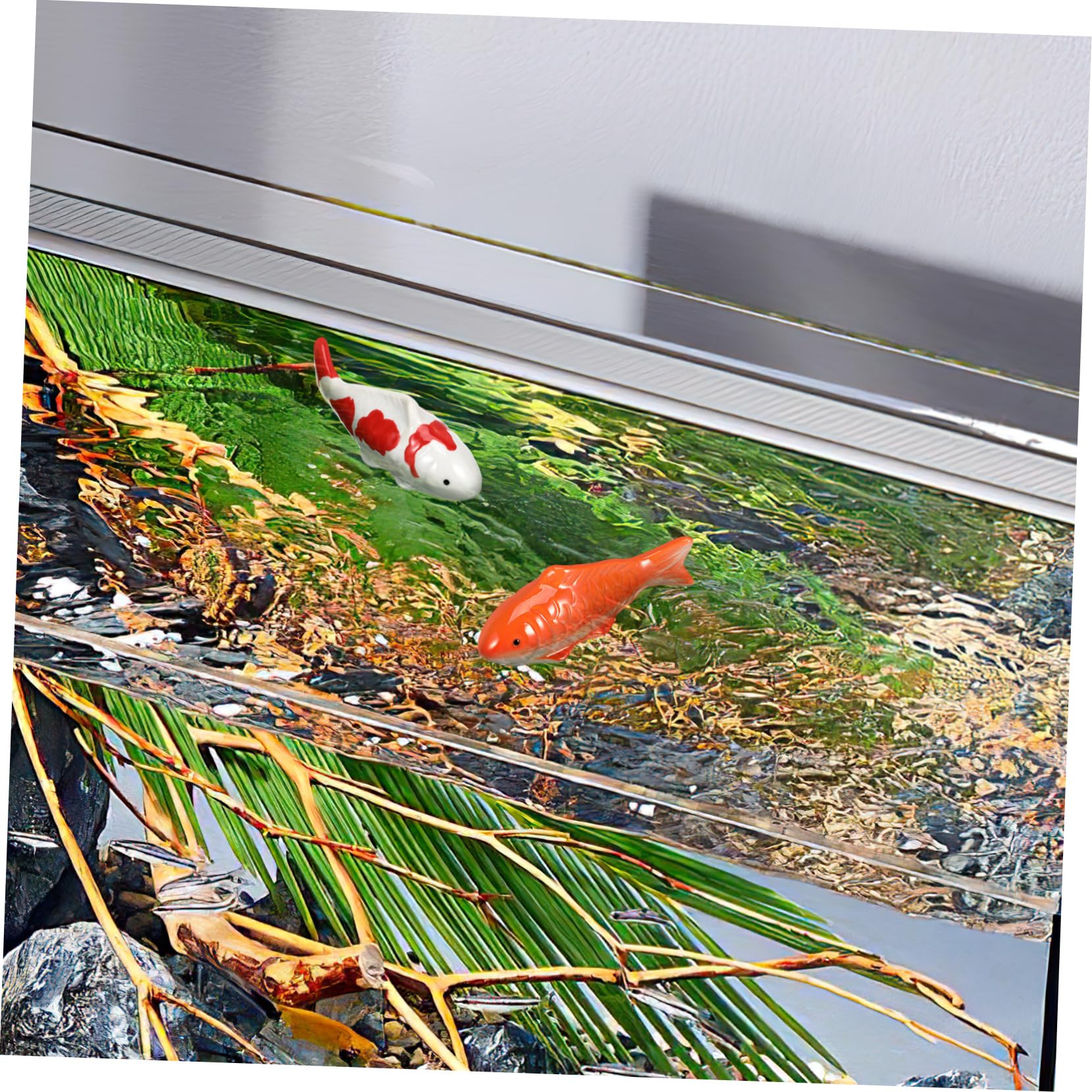 HEMOTON 10 Set Ornamenti di Pesce Sottomarino Roccioso Dell'acquario Assortito Mestiere Decorazione di Pesci Galleggianti per La Casa Acqua Dolce Pescare Oh Ceramica Arancia 2 Pezzi*10