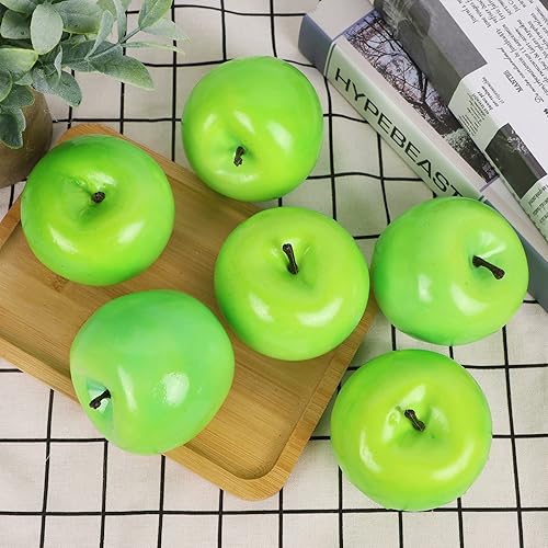 Miniatura 10 de Manzanas artificiales de frutas falsas, juego de 12 manzanas artificiales realistas de frutas realistas para cocina, frutas falsas realistas,