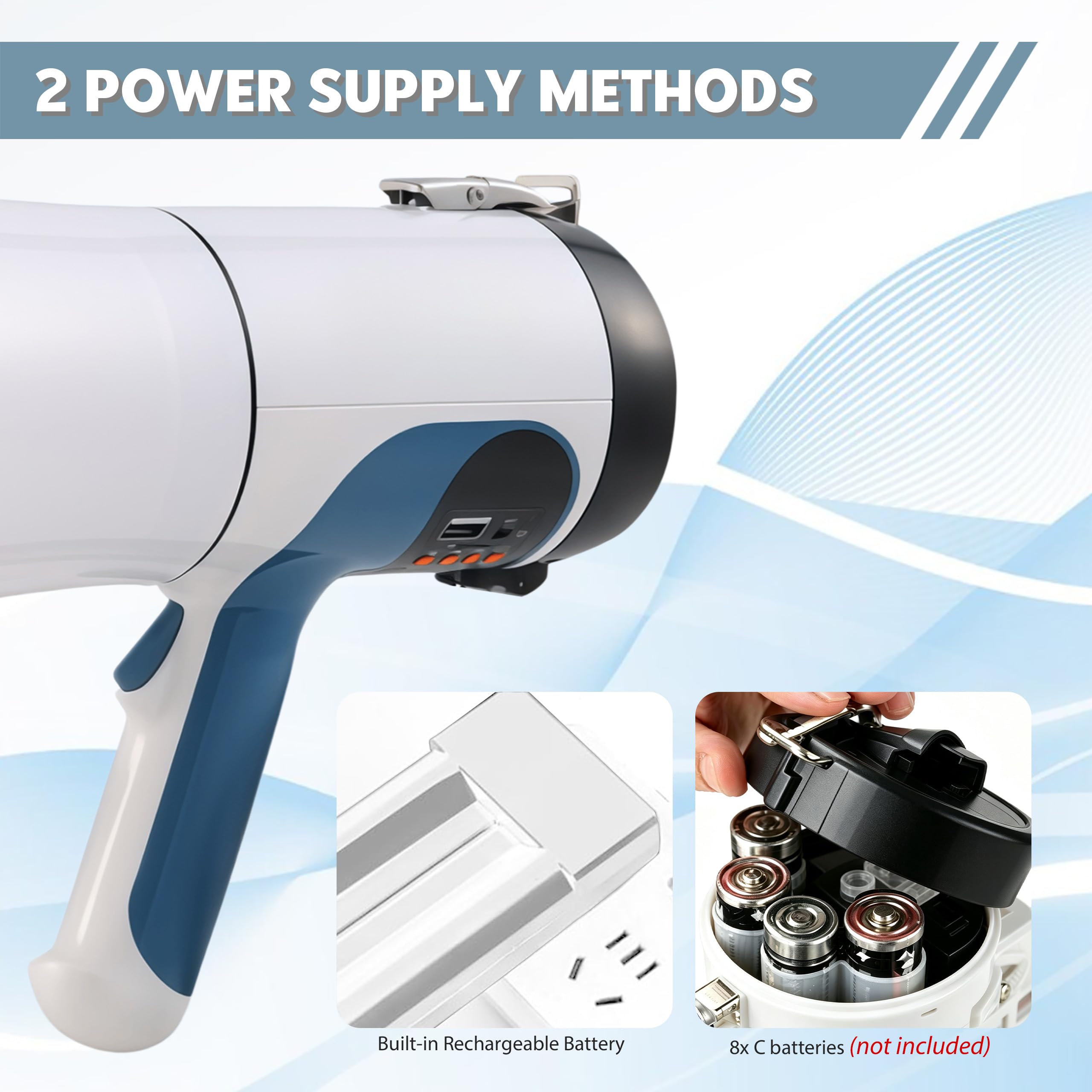 Megáfono Transportable 120 W, Alcance Máximo 2000m