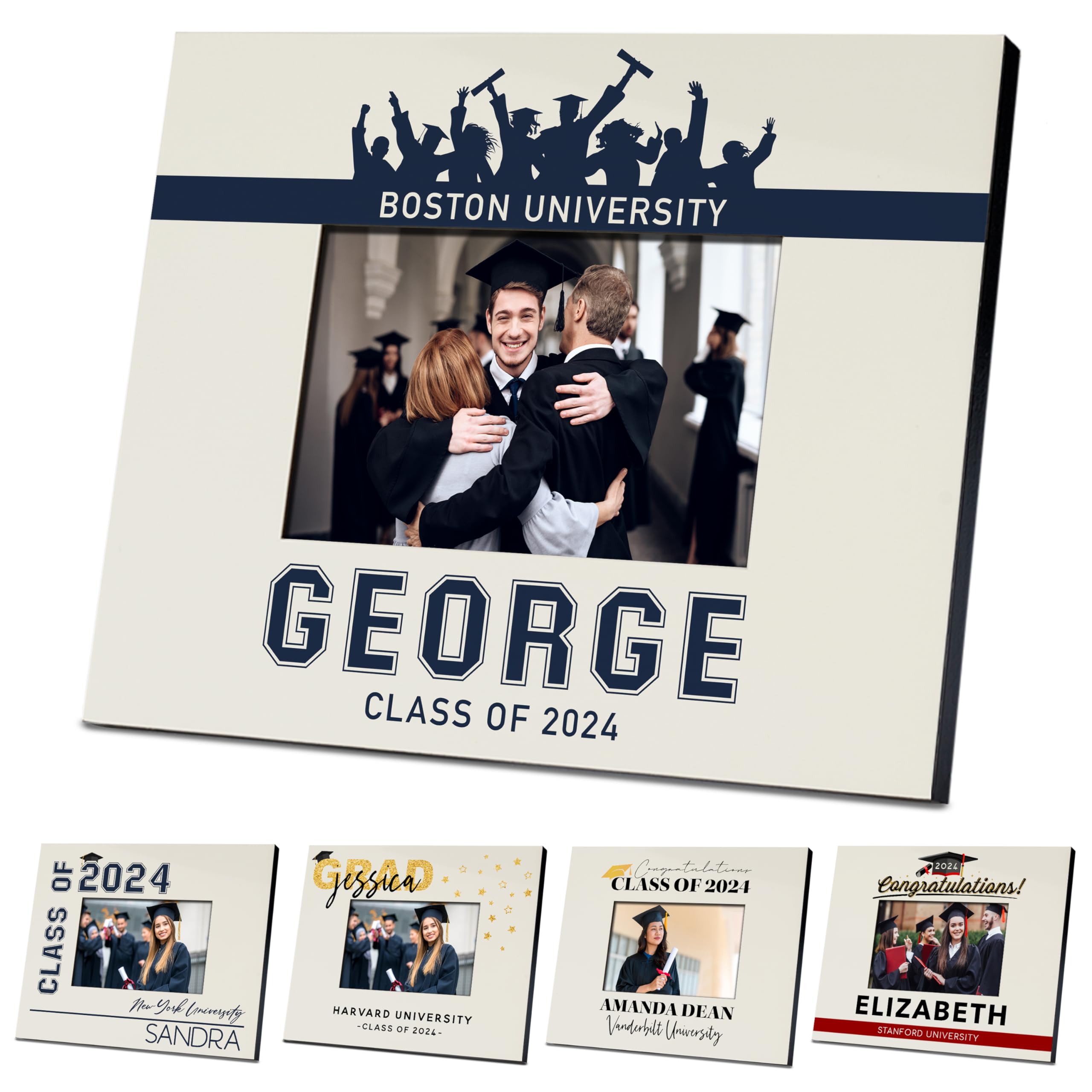 Graduation Gifts for Her, Him, Personalized Graduation Picture Frame, Class of 2025, Custom W/Name & Collage Name, 5 x7 & 4 x 6 Photo Frames,