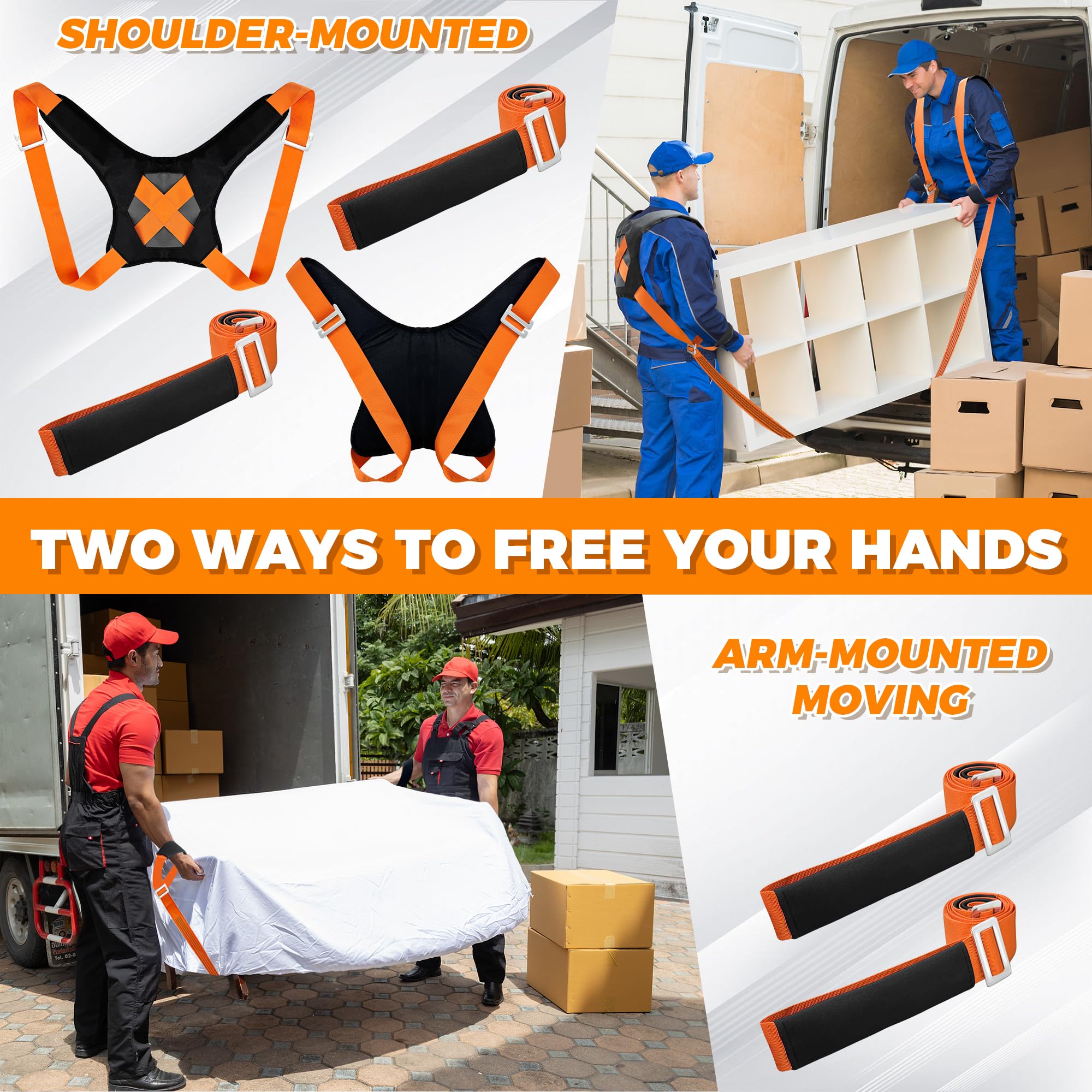 Moving Straps Furniture Moving Adjustable Straps 2-Personen-Hebe- und Bewegungssystem, Schulterheben und Bewegen von Möbeln, Geräten, Matratzen, schweren Gegenständen bis zu 362,9 kg (Gurtstil)