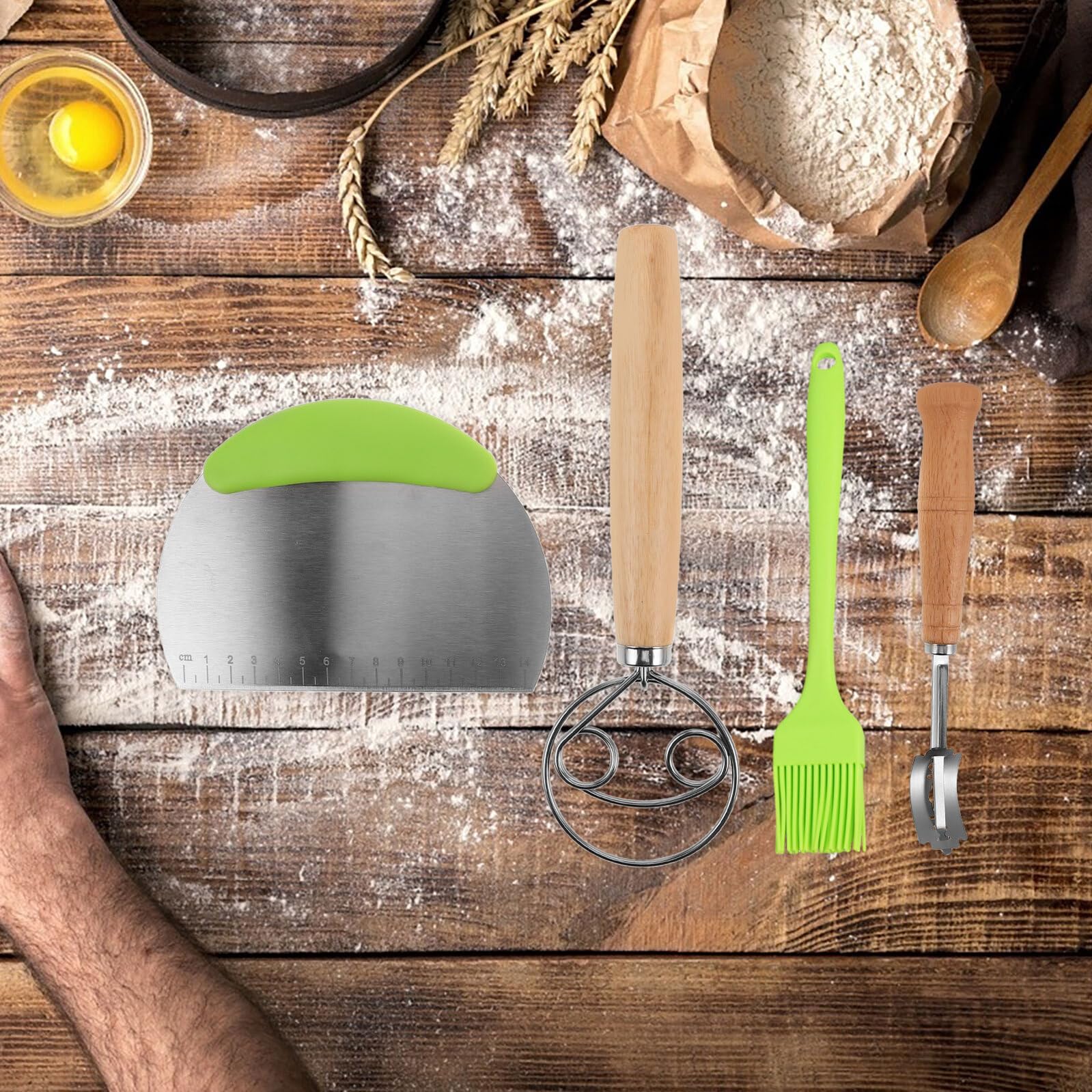 Juego de Cestas para Fermentar Pan Banneton de Silicona y Acero Inoxidable Kit de 6 Piezas Pincel y Cortador Antiadherente Plegable Tamaño Pequeño y Ovalado Adecuado para