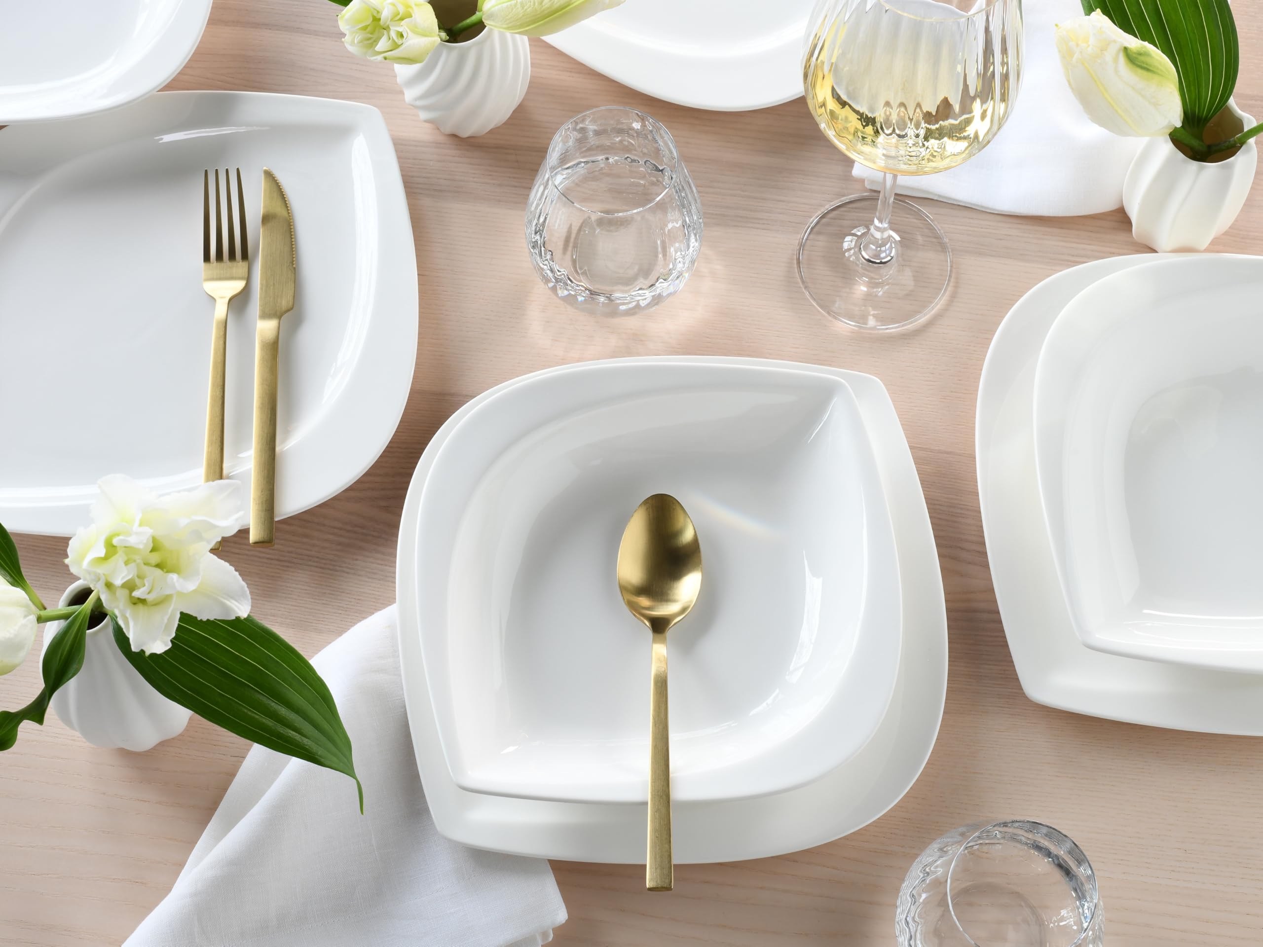 CreaTable, 18531, Serie Melbourne, 12-teiliges Geschirrset für 6 Personen, Tafelservice aus Porzellan, spülmaschinen- und mikrowellengeeignet, Qualitätsproduktion