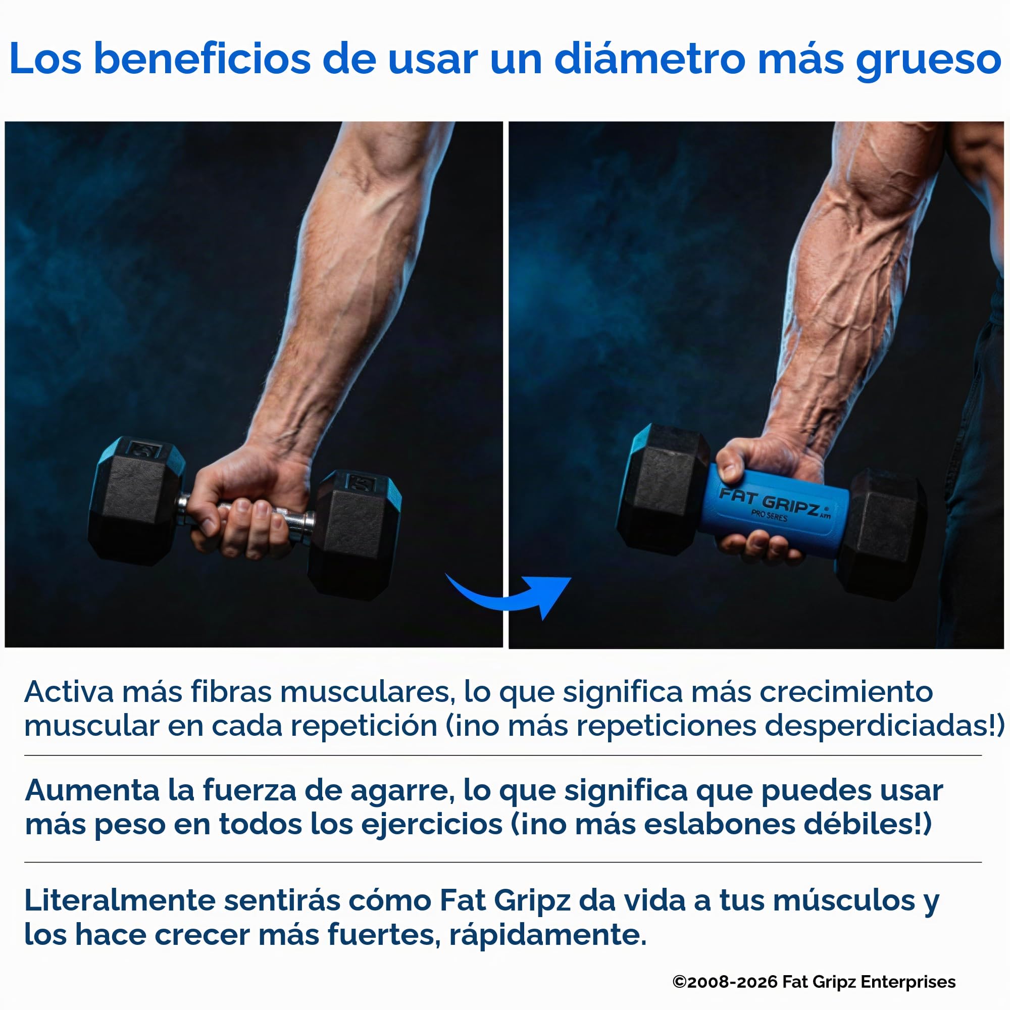 Fat Gripz Pro - La Forma mas Simple y comprobada de Obtener bíceps y antebrazos mas Grandes de Forma rápida (diámetro Externo de 5,7cm) (Utilizado por Muchos Jugadores de la NFL)