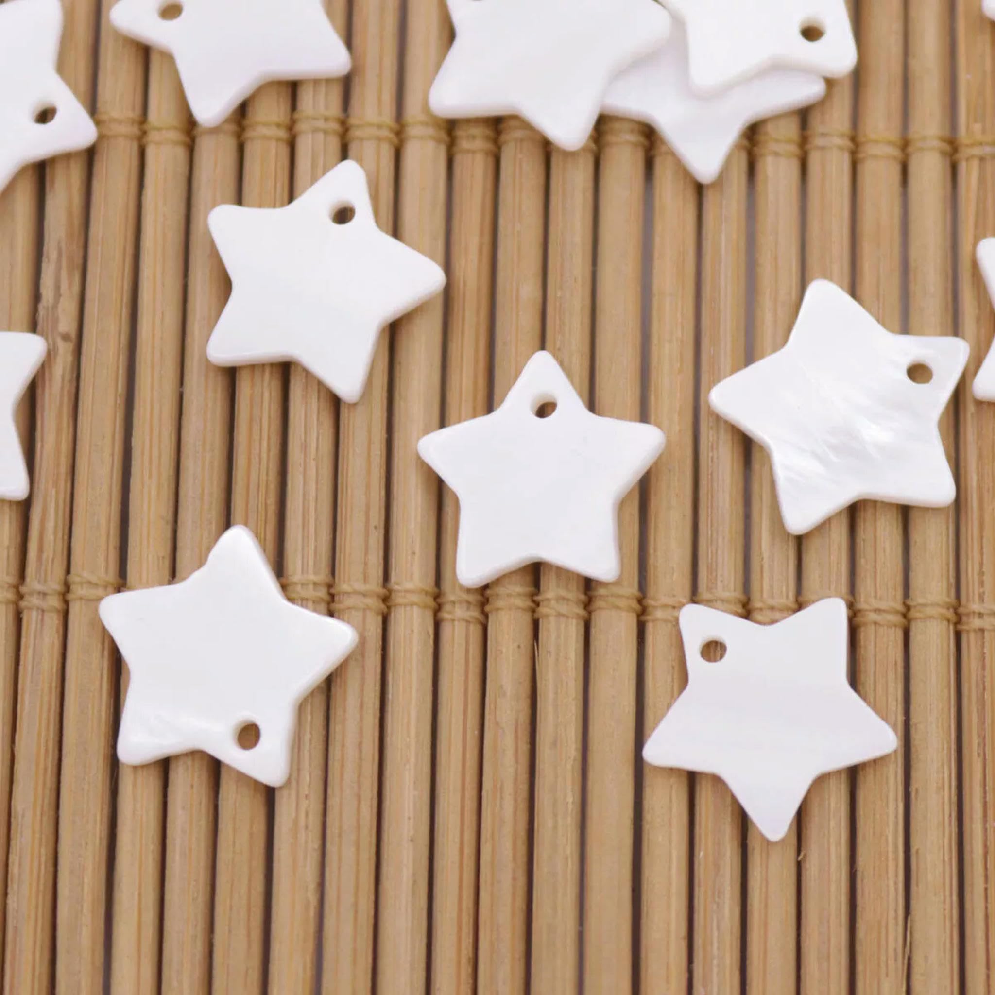 Lote de 50 Cuentas de Concha Natural con Forma de Estrella de nácar de 12 mm para Hacer Joyas.