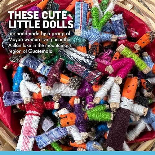 Miniatura 5 de Thorness Cesta de 72 mini muñecas guatemaltecas hechas a mano para niñas y niños - Muñecas de ansiedad