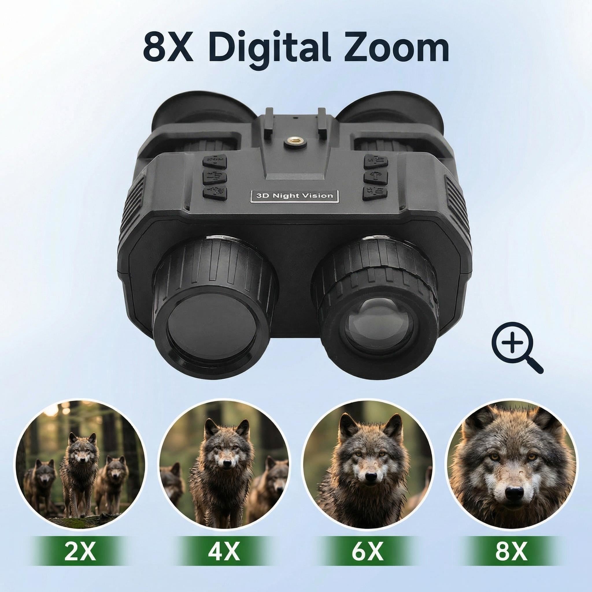 Lunettes de vision nocturne HD 3D à vision nocturne avec zoom numérique 8X 7 niveaux IR 3000 mAh pour la chasse, la sécurité et les activités de plein air
