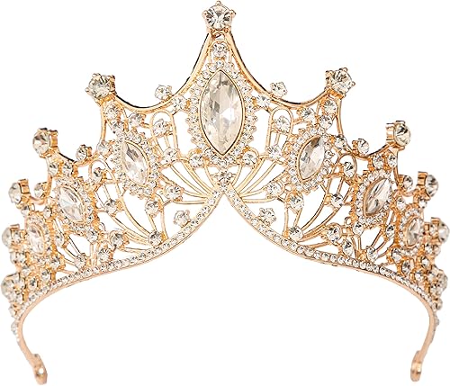 Kamirola Corona de reina barroca, corona nupcial de diamantes de imitación y tiaras diadema de cristal para cumpleaños, graduación, concurso de